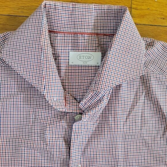 Etro Milano Men's Plaid Dress Shirt Slim Fit Size 41 - Picture 4 of 5